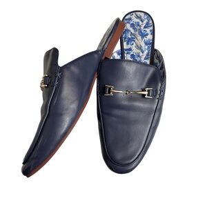 Jenn Ardor Navy Slides 7 1/2 M 3/4 Inch Heel Mules Slip On